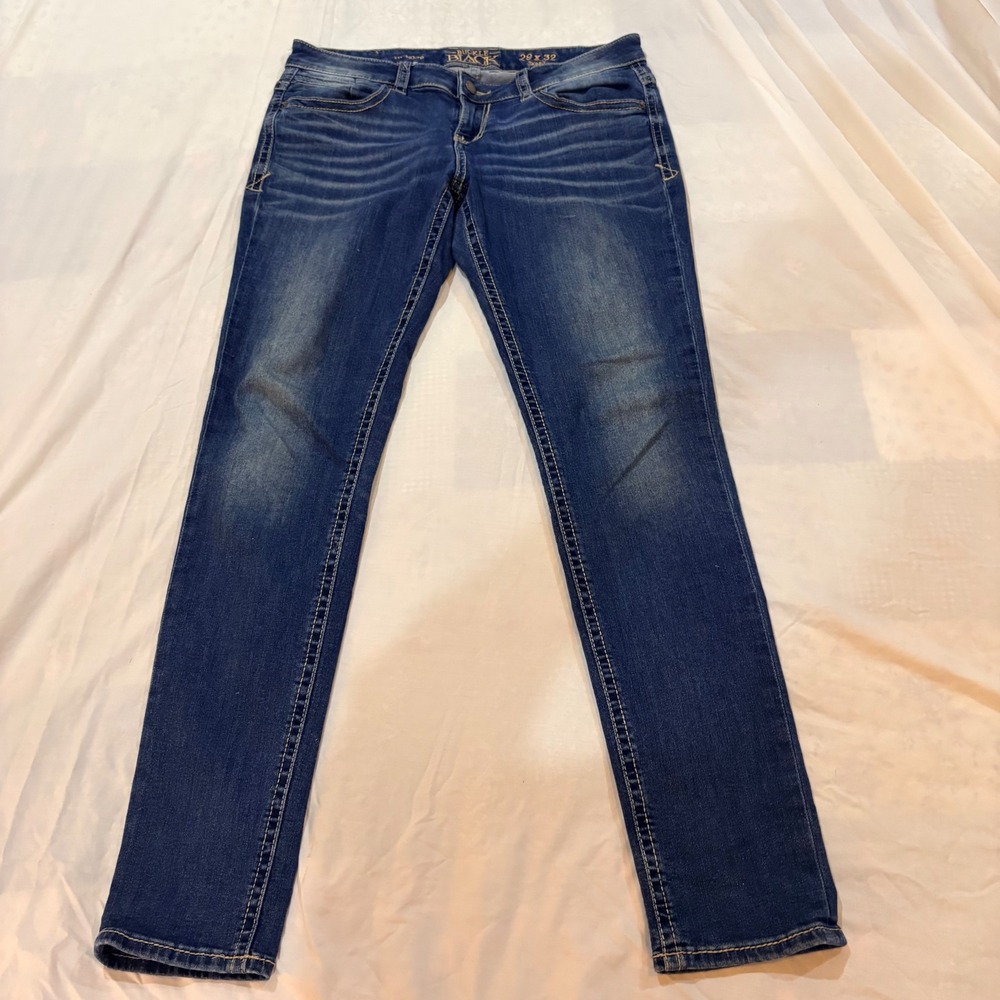Buckle Black Fit No 76 Skinny Jeans Womens 29x32 Medium Wash Distressed Denim